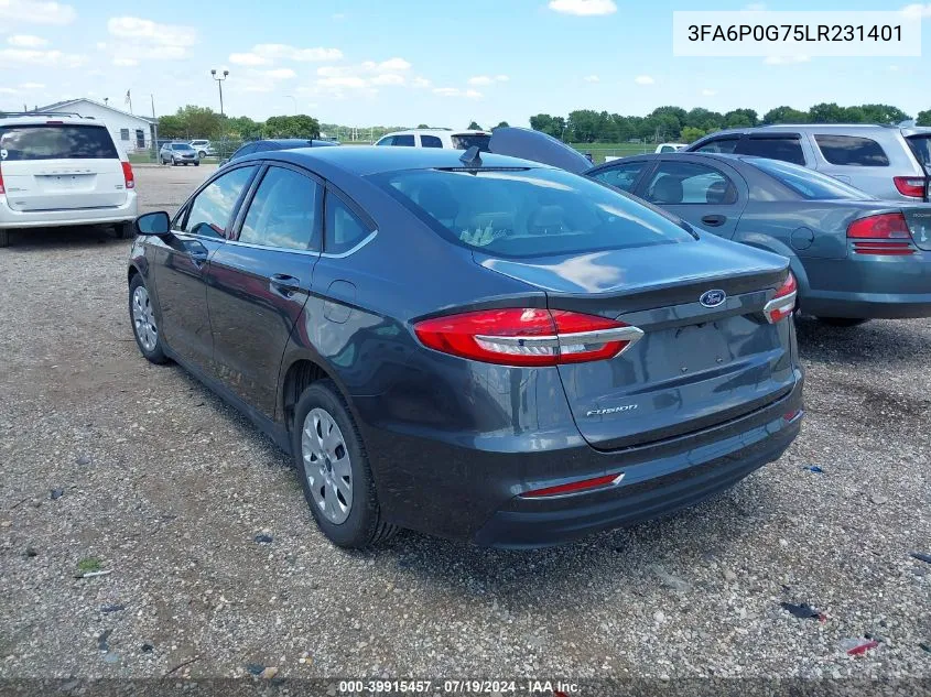 3FA6P0G75LR231401 2020 Ford Fusion S