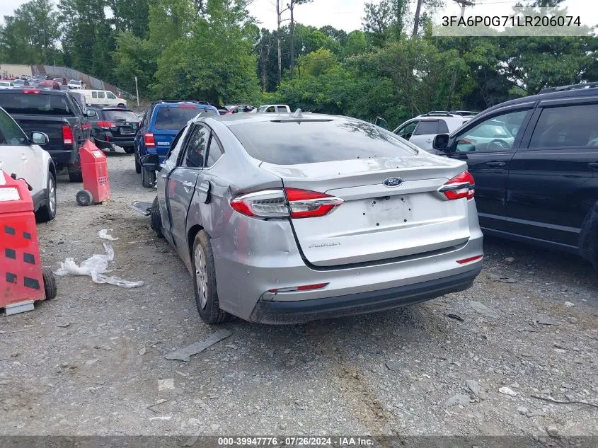 2020 Ford Fusion S VIN: 3FA6P0G71LR206074 Lot: 39947776