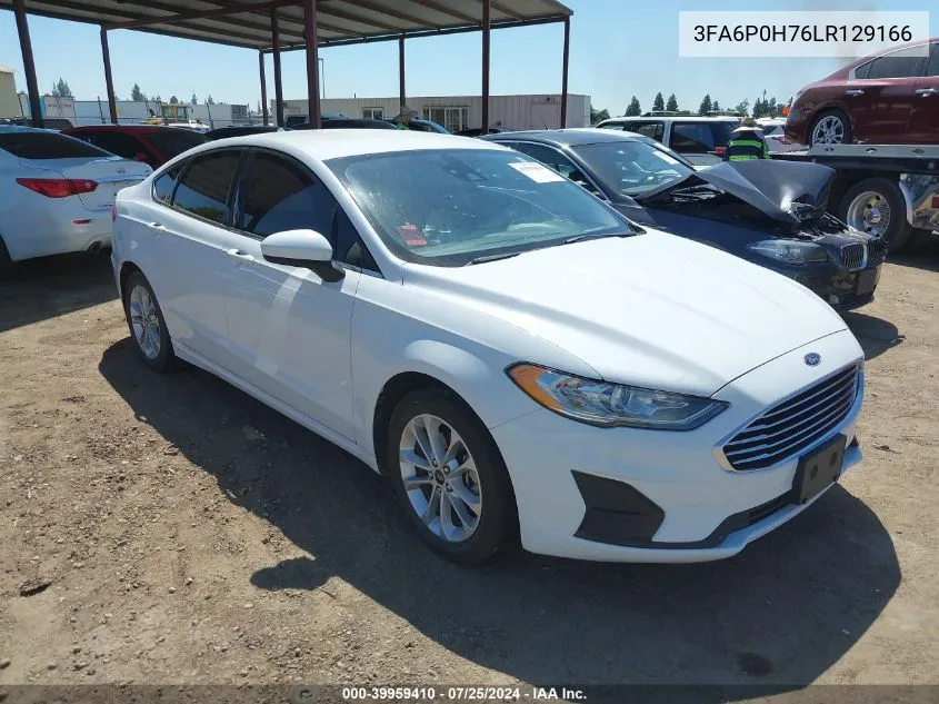 2020 Ford Fusion Se VIN: 3FA6P0H76LR129166 Lot: 39959410