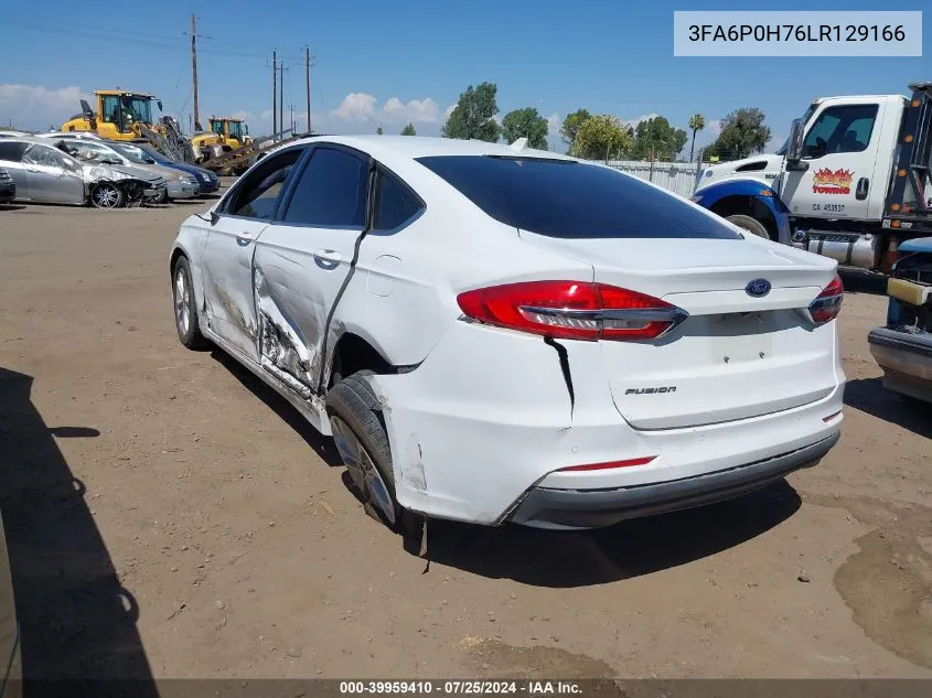 2020 Ford Fusion Se VIN: 3FA6P0H76LR129166 Lot: 39959410