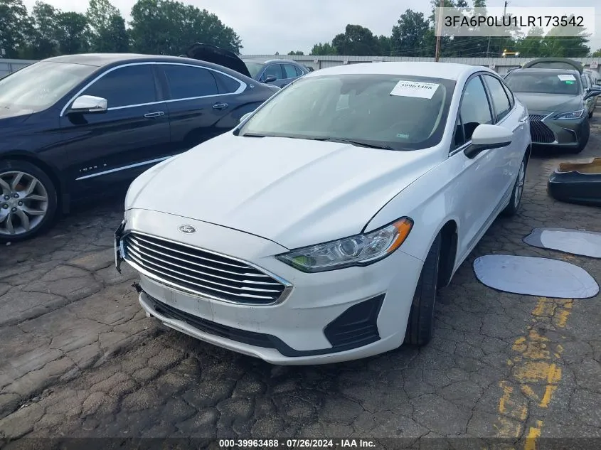 2020 Ford Fusion Hybrid Se VIN: 3FA6P0LU1LR173542 Lot: 39963488