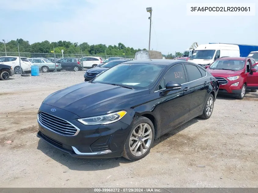 2020 Ford Fusion Sel VIN: 3FA6P0CD2LR209061 Lot: 39968272