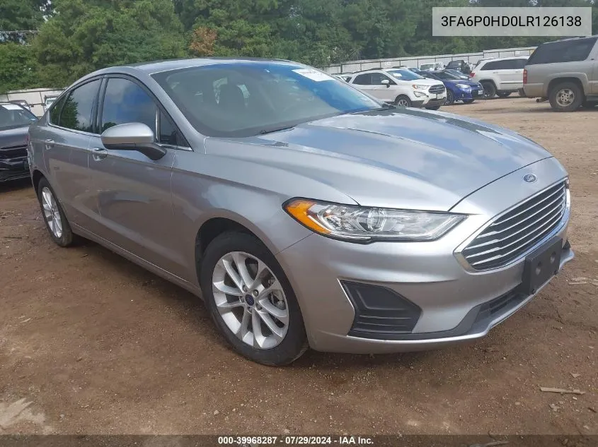 2020 Ford Fusion Se VIN: 3FA6P0HD0LR126138 Lot: 39968287