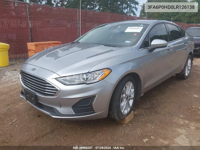 3FA6P0HD0LR126138 2020 Ford Fusion Se