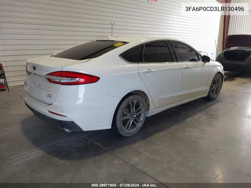 2020 Ford Fusion Sel VIN: 3FA6P0CD3LR130496 Lot: 39971905