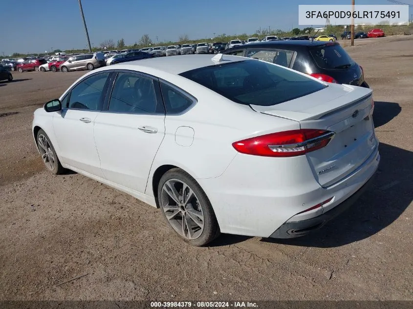 2020 Ford Fusion Titanium VIN: 3FA6P0D96LR175491 Lot: 39984379