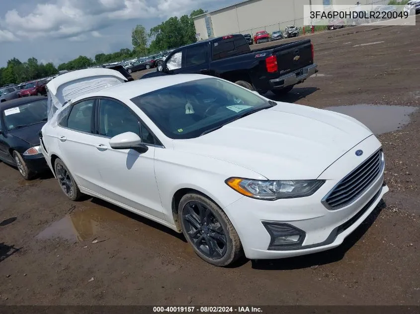 2020 Ford Fusion Se VIN: 3FA6P0HD0LR220049 Lot: 40019157