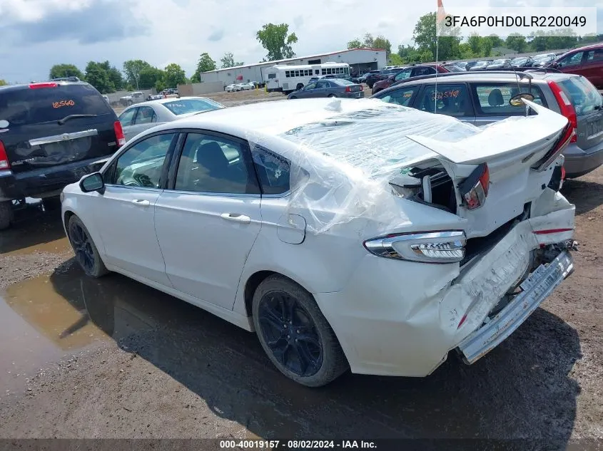 2020 Ford Fusion Se VIN: 3FA6P0HD0LR220049 Lot: 40019157