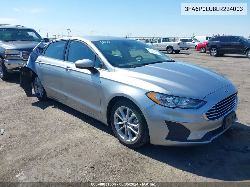 2020 Ford Fusion Hybrid Se VIN: 3FA6P0LU8LR224003 Lot: 40031534