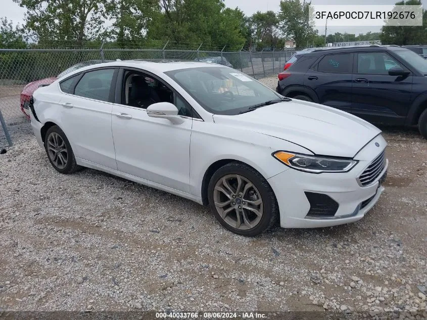 2020 Ford Fusion Sel VIN: 3FA6P0CD7LR192676 Lot: 40033766