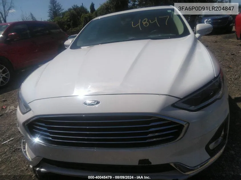 2020 Ford Fusion Titanium VIN: 3FA6P0D91LR204847 Lot: 40045479