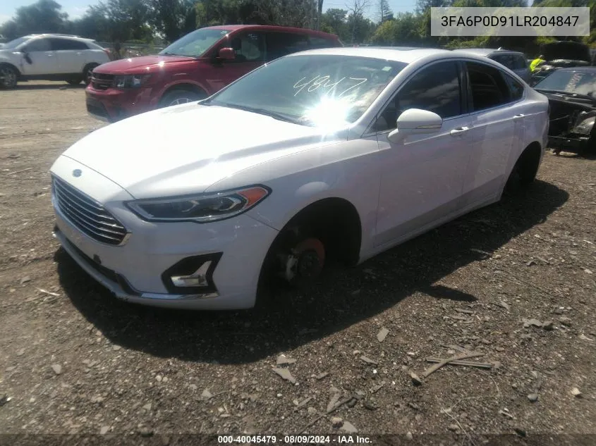 2020 Ford Fusion Titanium VIN: 3FA6P0D91LR204847 Lot: 40045479