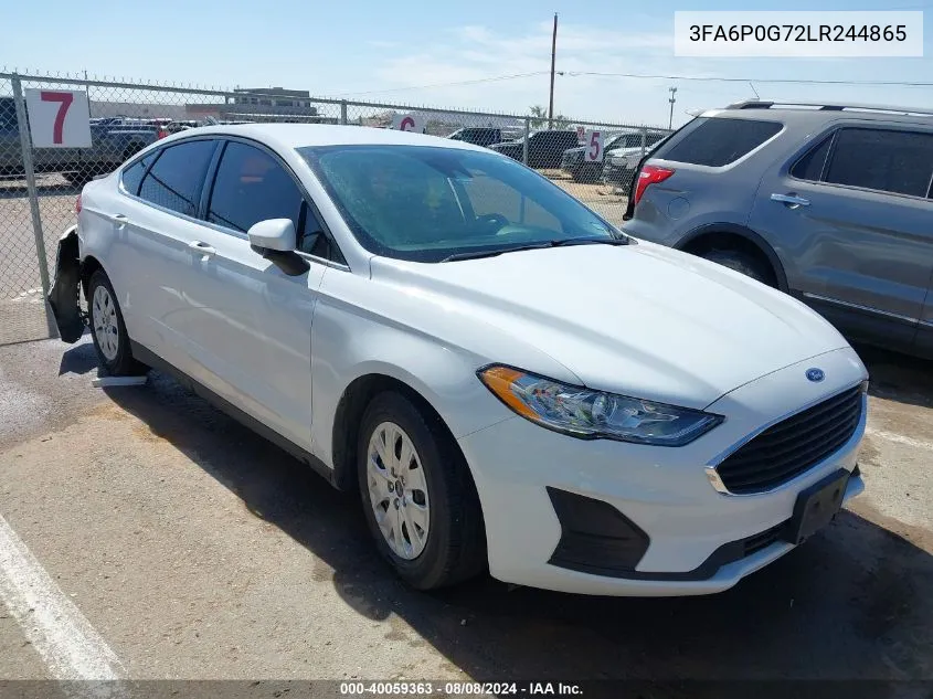 2020 Ford Fusion S VIN: 3FA6P0G72LR244865 Lot: 40059363