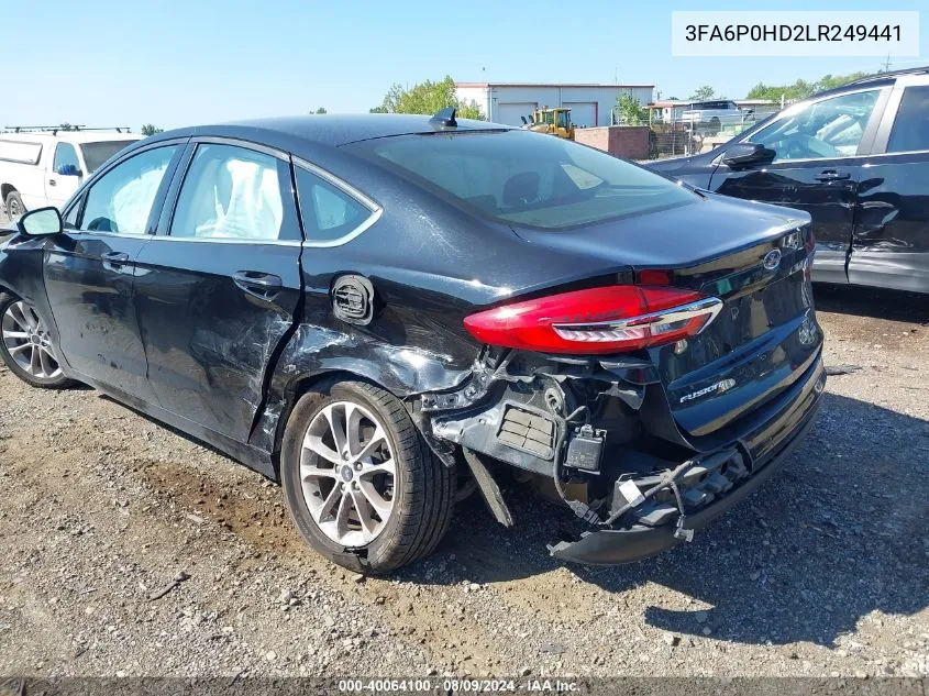 2020 Ford Fusion Se VIN: 3FA6P0HD2LR249441 Lot: 40064100