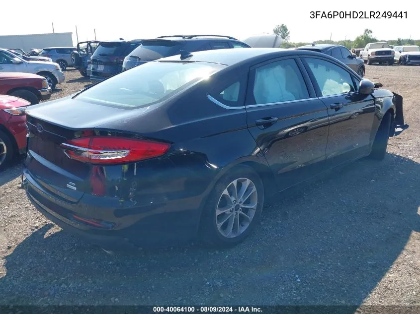 3FA6P0HD2LR249441 2020 Ford Fusion Se