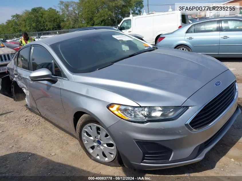 2020 Ford Fusion S VIN: 3FA6P0G77LR235255 Lot: 40083778