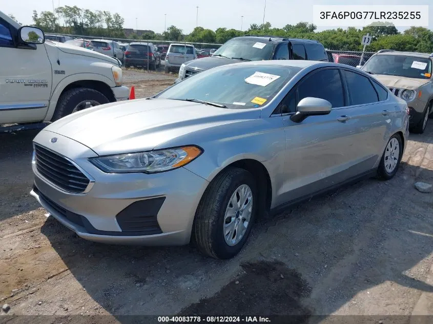 2020 Ford Fusion S VIN: 3FA6P0G77LR235255 Lot: 40083778