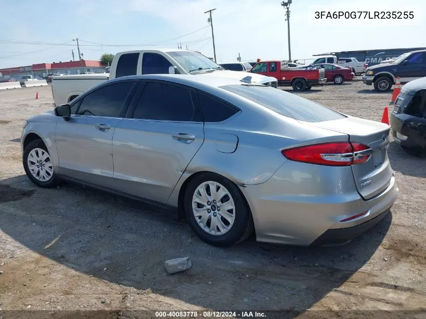 2020 Ford Fusion S VIN: 3FA6P0G77LR235255 Lot: 40083778