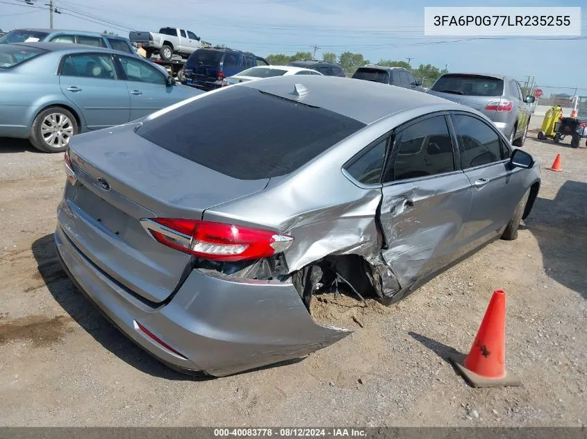 2020 Ford Fusion S VIN: 3FA6P0G77LR235255 Lot: 40083778