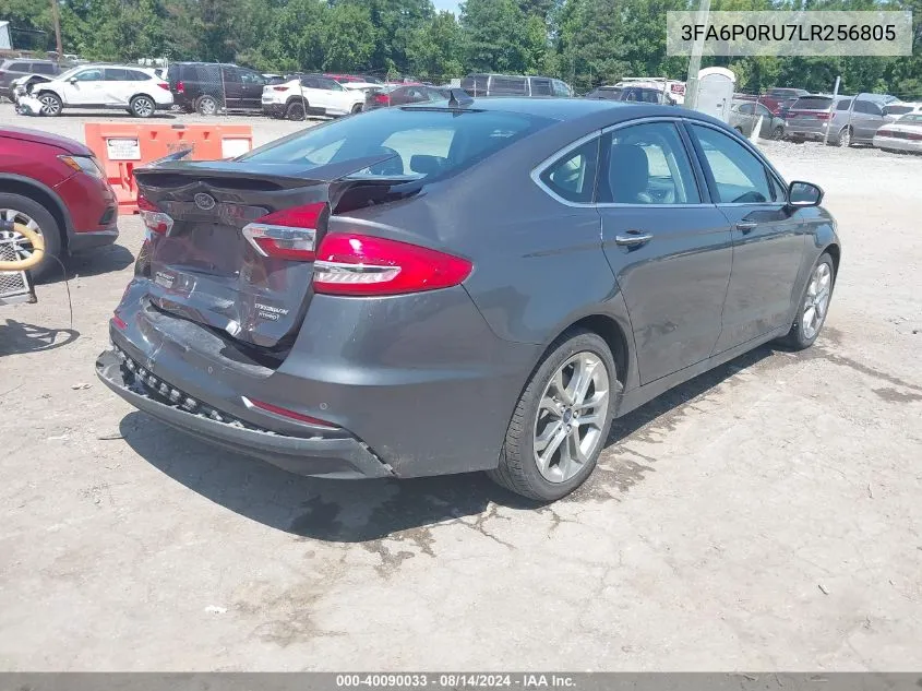 2020 Ford Fusion Hybrid Titanium VIN: 3FA6P0RU7LR256805 Lot: 40090033