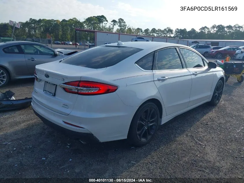 2020 Ford Fusion Sel VIN: 3FA6P0CD5LR161569 Lot: 40101130