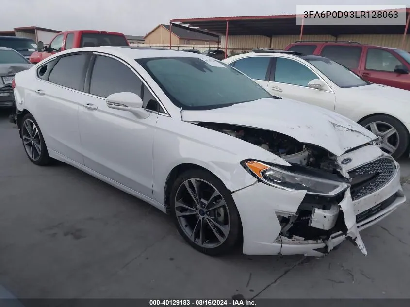 2020 Ford Fusion Titanium VIN: 3FA6P0D93LR128063 Lot: 40129183