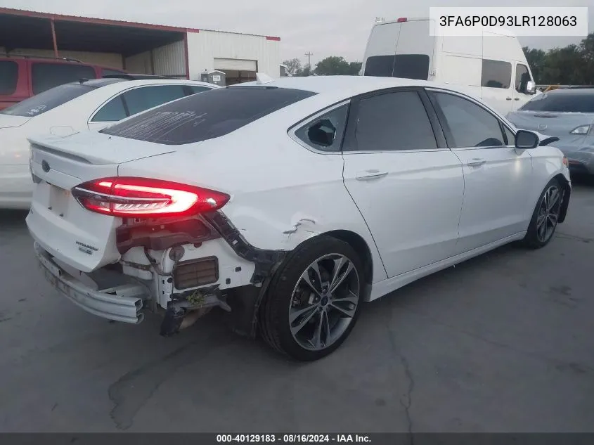 2020 Ford Fusion Titanium VIN: 3FA6P0D93LR128063 Lot: 40129183