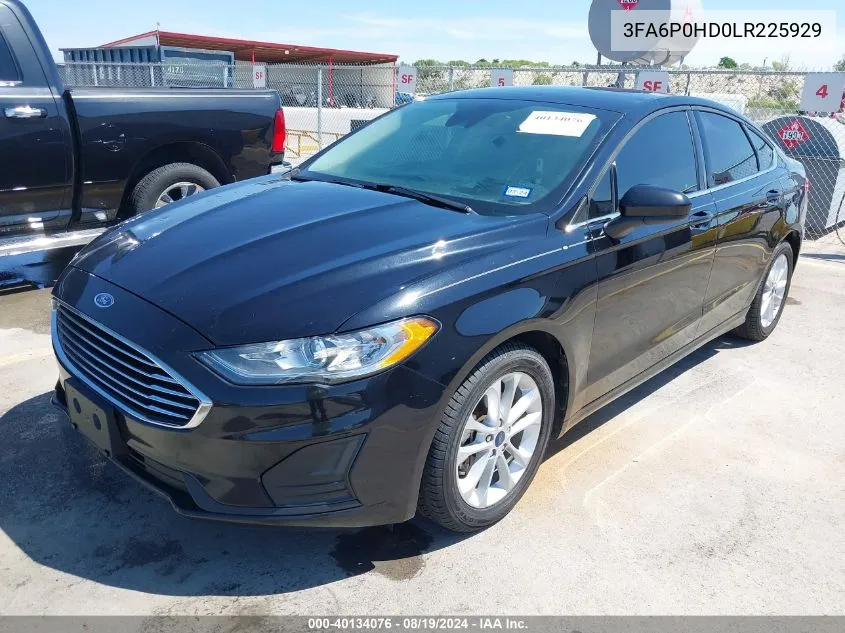 2020 Ford Fusion Se VIN: 3FA6P0HD0LR225929 Lot: 40134076