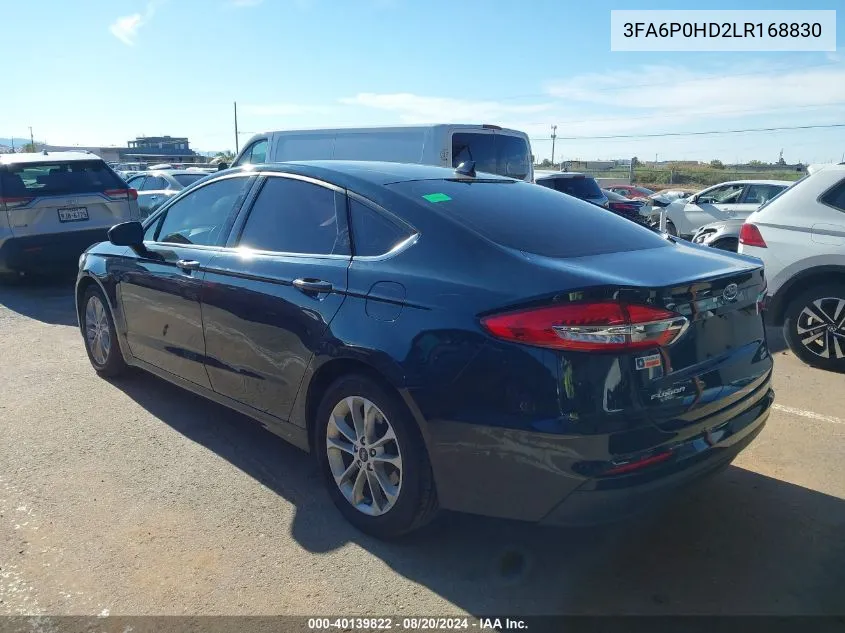 2020 Ford Fusion Se VIN: 3FA6P0HD2LR168830 Lot: 40139822