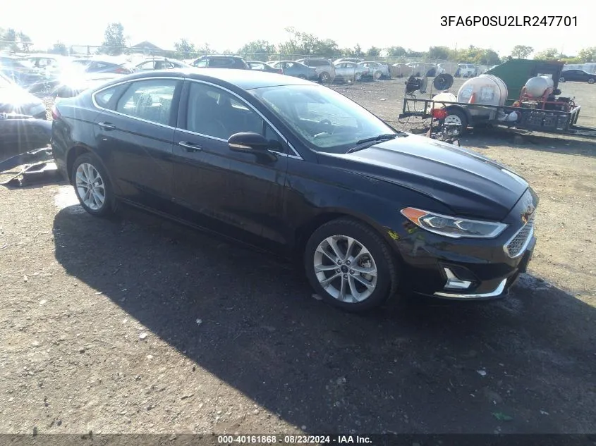 2020 Ford Fusion Plug-In Hybrid Titanium VIN: 3FA6P0SU2LR247701 Lot: 40161868