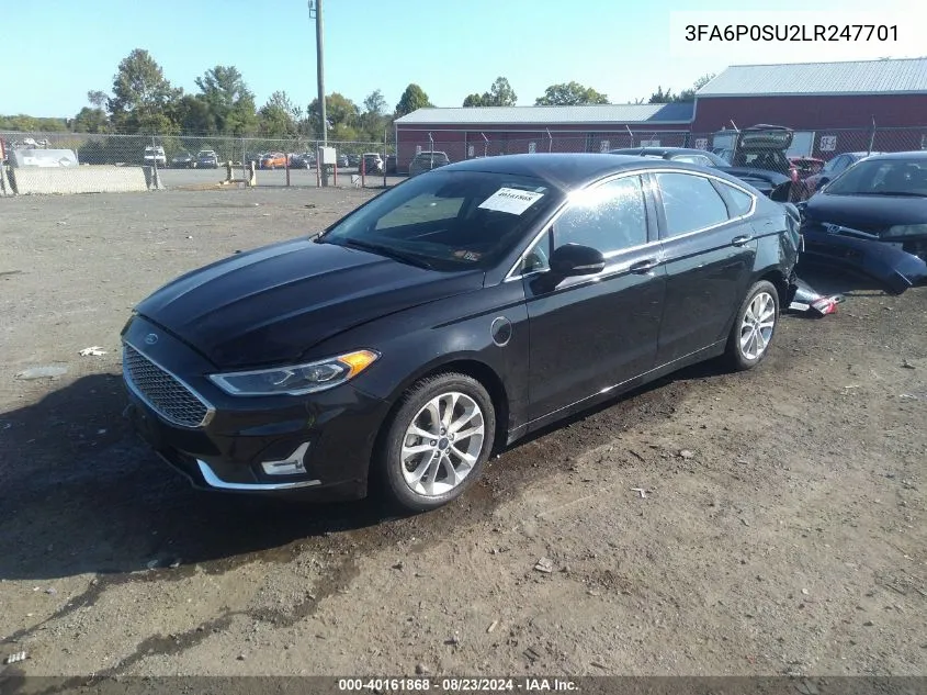 2020 Ford Fusion Plug-In Hybrid Titanium VIN: 3FA6P0SU2LR247701 Lot: 40161868