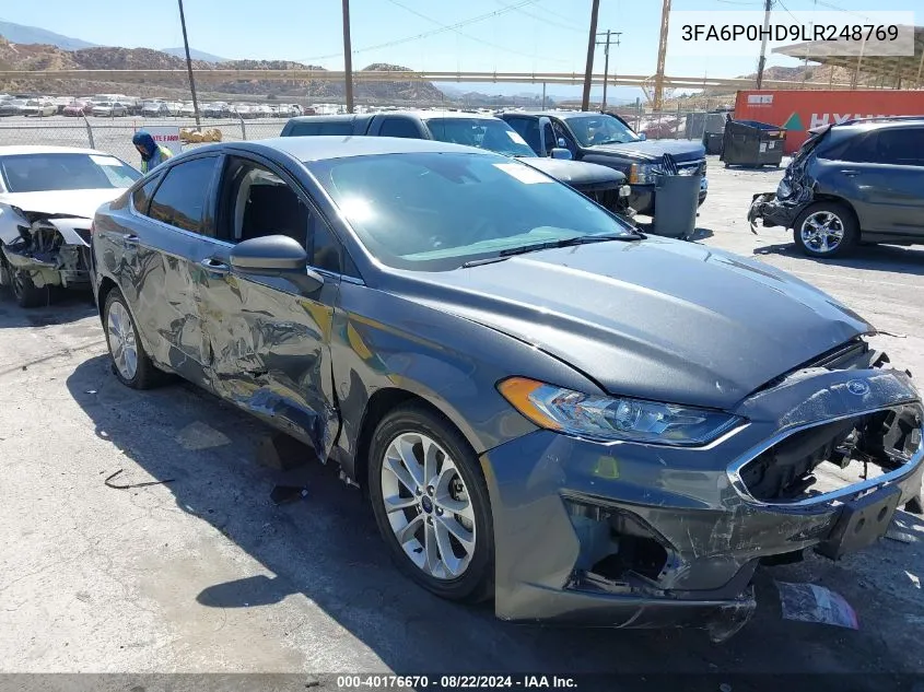 2020 Ford Fusion Se VIN: 3FA6P0HD9LR248769 Lot: 40176670