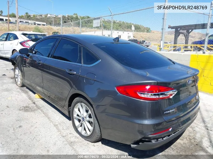 2020 Ford Fusion Se VIN: 3FA6P0HD9LR248769 Lot: 40176670