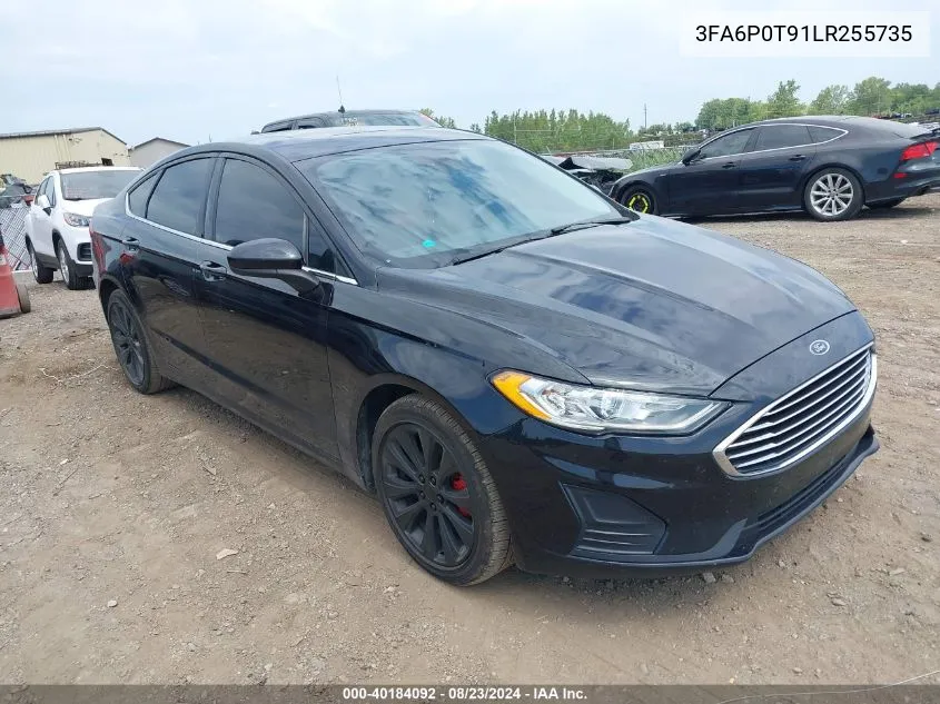 2020 Ford Fusion Se VIN: 3FA6P0T91LR255735 Lot: 40184092