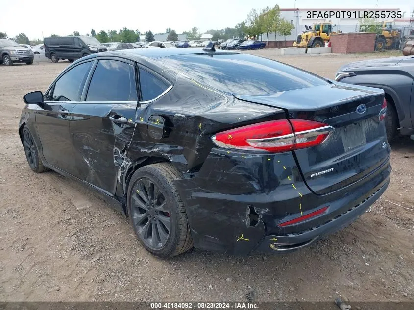 2020 Ford Fusion Se VIN: 3FA6P0T91LR255735 Lot: 40184092