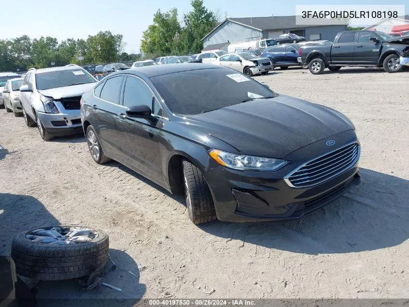 2020 Ford Fusion Se VIN: 3FA6P0HD5LR108198 Lot: 40197530