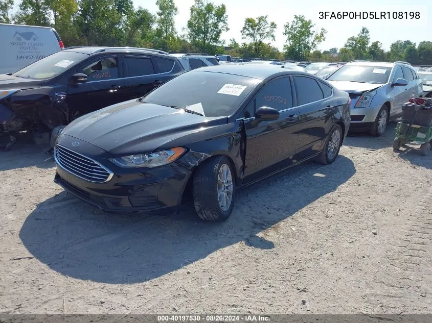 2020 Ford Fusion Se VIN: 3FA6P0HD5LR108198 Lot: 40197530