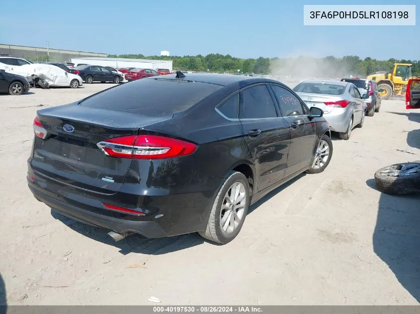 2020 Ford Fusion Se VIN: 3FA6P0HD5LR108198 Lot: 40197530