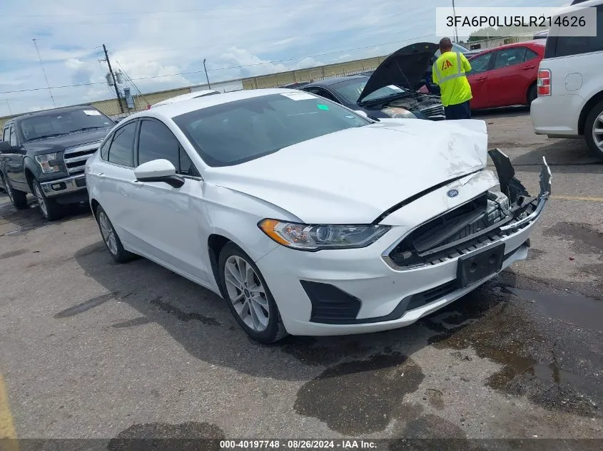 2020 Ford Fusion Hybrid Se VIN: 3FA6P0LU5LR214626 Lot: 40197748