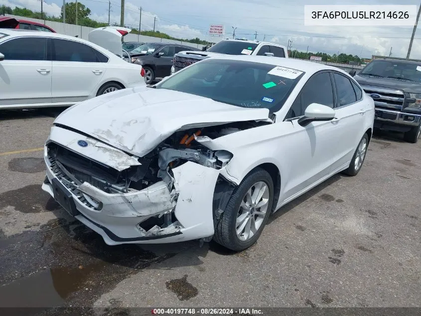 2020 Ford Fusion Hybrid Se VIN: 3FA6P0LU5LR214626 Lot: 40197748