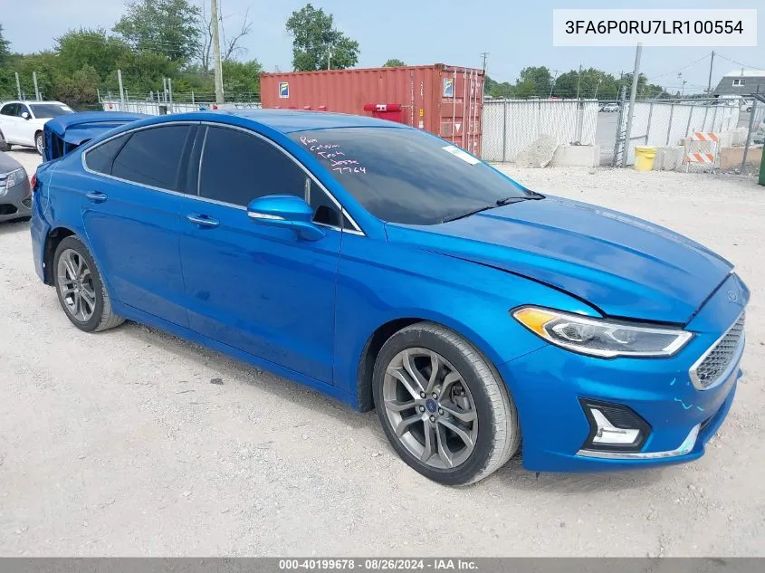 2020 Ford Fusion Hybrid Titanium VIN: 3FA6P0RU7LR100554 Lot: 40199678