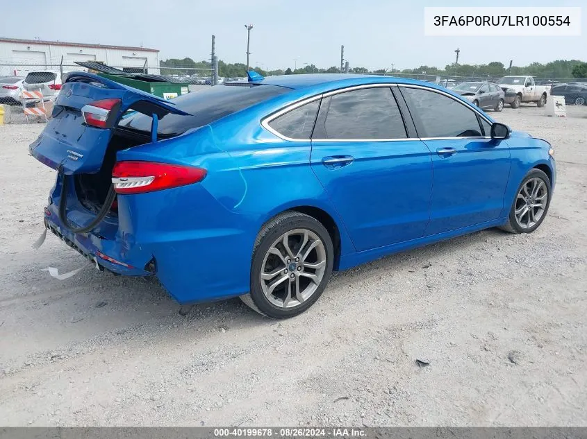 2020 Ford Fusion Hybrid Titanium VIN: 3FA6P0RU7LR100554 Lot: 40199678