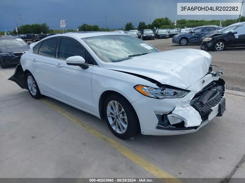 2020 Ford Fusion Se VIN: 3FA6P0HD4LR202282 Lot: 40203960