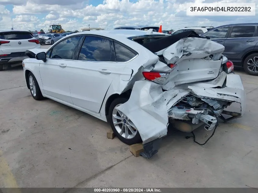 2020 Ford Fusion Se VIN: 3FA6P0HD4LR202282 Lot: 40203960