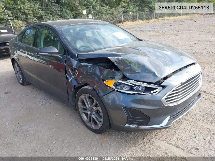 2020 Ford Fusion Sel VIN: 3FA6P0CD4LR255118 Lot: 40211301