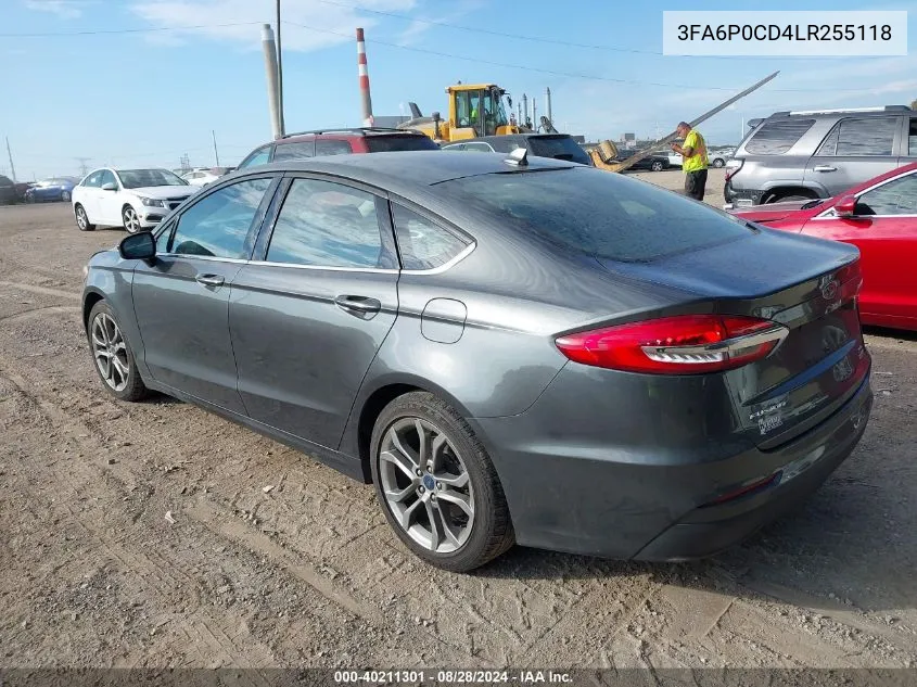 2020 Ford Fusion Sel VIN: 3FA6P0CD4LR255118 Lot: 40211301