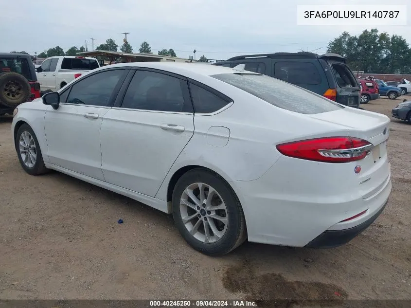 2020 Ford Fusion Hybrid Se VIN: 3FA6P0LU9LR140787 Lot: 40245250