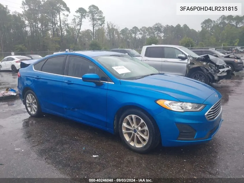 3FA6P0HD4LR231815 2020 Ford Fusion Se