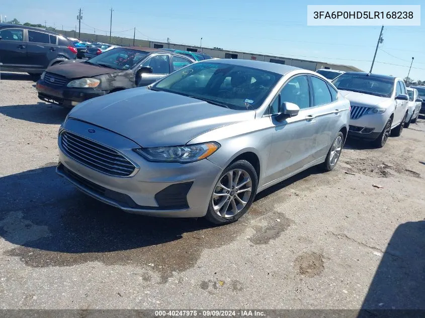 2020 Ford Fusion Se VIN: 3FA6P0HD5LR168238 Lot: 40247975