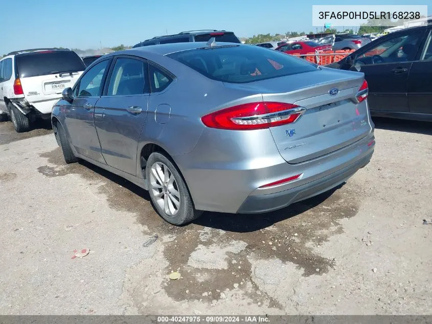 2020 Ford Fusion Se VIN: 3FA6P0HD5LR168238 Lot: 40247975